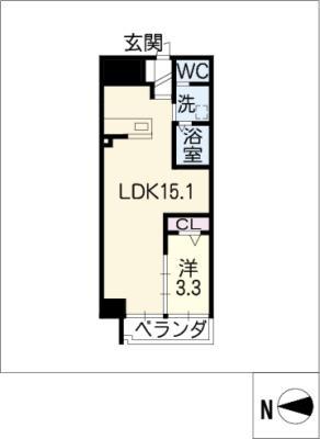 アランヴェール覚王山(1LDK/2階)の間取り写真