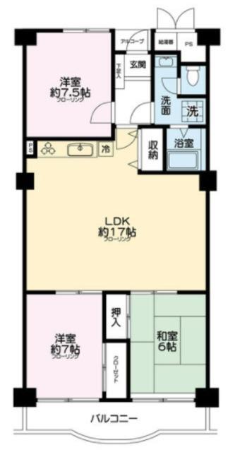コーポ南越谷(3LDK/3階)の間取り写真