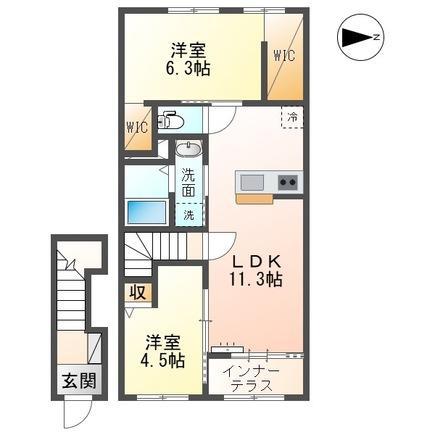 メゾン エメ(2LDK/2階)の間取り写真