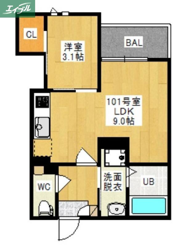 GRANDTIC 奥田VI(1LDK/1階)の間取り写真