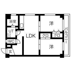 高崎ビル(2LDK/1階)の間取り写真