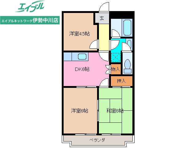 ダイヤマンションC(3DK/2階)の間取り写真