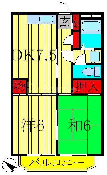 パレス富士見台(2DK/2階)の間取り写真