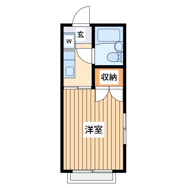 パークハイツ中島Ⅱ(1K/1階)の間取り写真