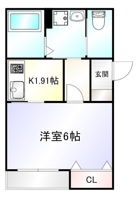 ELLINA貴船I(1K/1階)の間取り写真