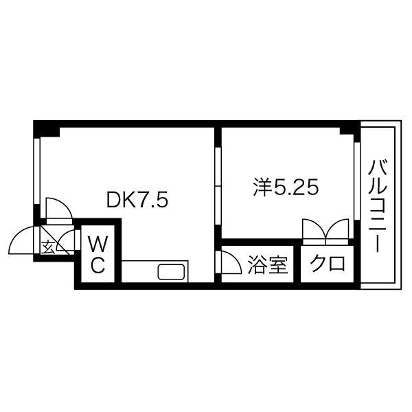 サンファスト苫小牧(1DK/2階)の間取り写真