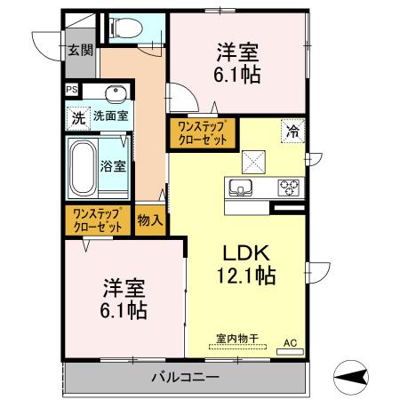 ヴィラ・テンジン(2LDK/1階)の間取り写真