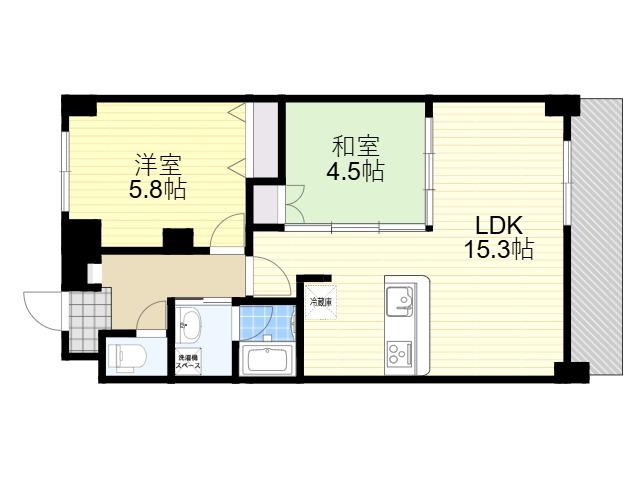 ドルチェヴィータ(2LDK/6階)の間取り写真