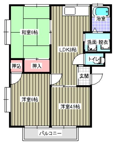 西江コーポ B(3DK/1階)の間取り写真