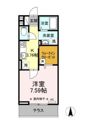 イスラ・グランデ(1K/1階)の間取り写真
