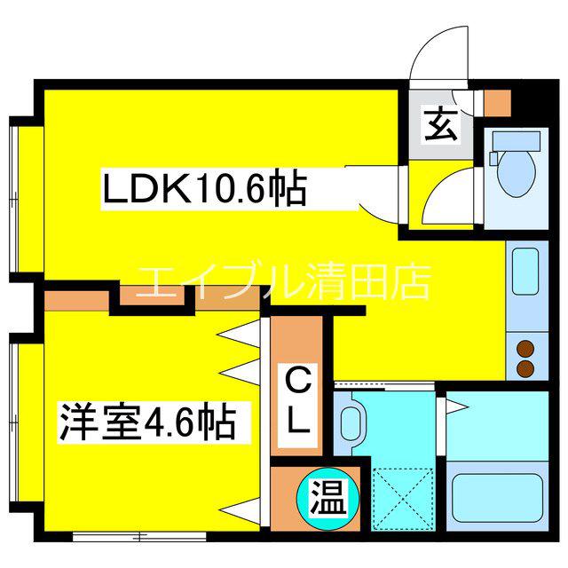 アンシャンテ清田(1LDK/2階)の間取り写真