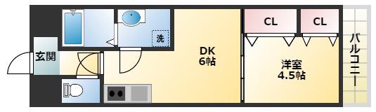 マンションラフィーネ(1DK/2階)の間取り写真