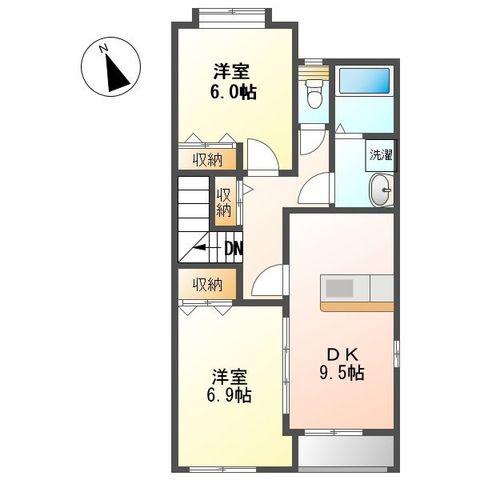 オアシス・せと(2DK/2階)の間取り写真