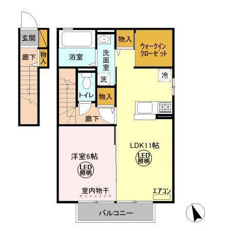 ベル テールC(1LDK/2階)の間取り写真