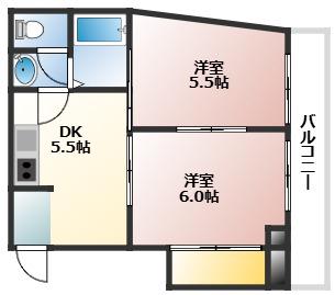 桧垣ビル(2DK/5階)の間取り写真