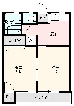 日の出ハイツ(2K/1階)の間取り写真