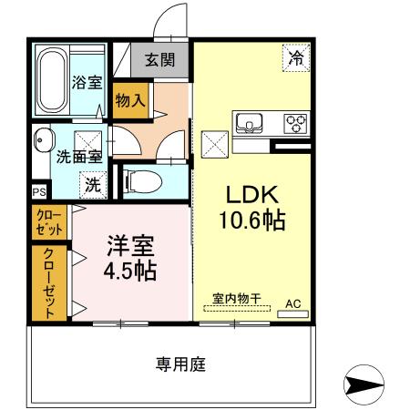 メゾン・ド・レーヴ(1LDK/1階)の間取り写真