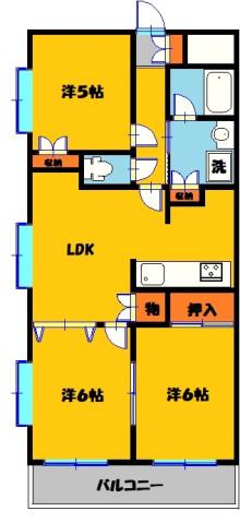 レジデンスYANAZE(3LDK/4階)の間取り写真