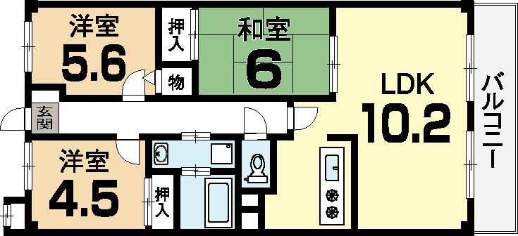 レジデンス碩(3LDK/2階)の間取り写真