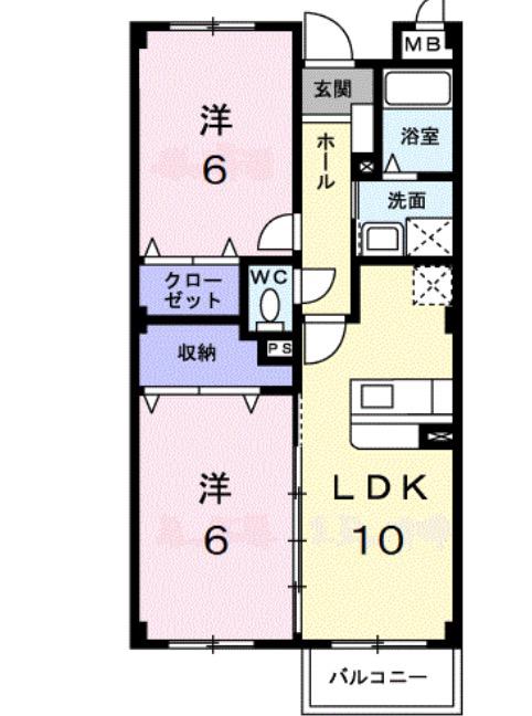 グレイスタキオン(2LDK/3階)の間取り写真