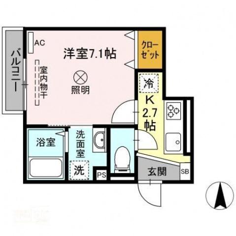 ブランノワール(1K/2階)の間取り写真