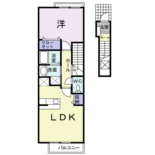 サンフラワー・K(1LDK/2階)の間取り写真