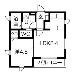 CALDO道徳公園 A(1LDK/1階)の間取り写真