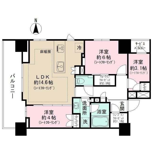 オーベルアーバンツ秋葉原(3LDK/5階)の間取り写真