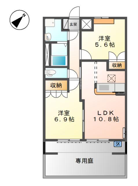 ファミーユ(2LDK/1階)の間取り写真