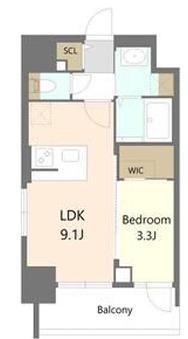 S-RESIDENCE松屋町ASENCE(1LDK/7階)の間取り写真