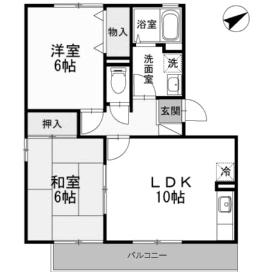 リベルテS.A棟(2LDK/2階)の間取り写真