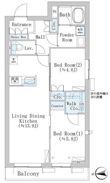アーバン杉並本天沼(2LDK/2階)の間取り写真