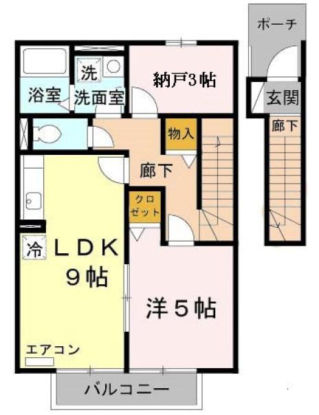 アネックスハイブリッジB棟(1SLDK/2階)の間取り写真