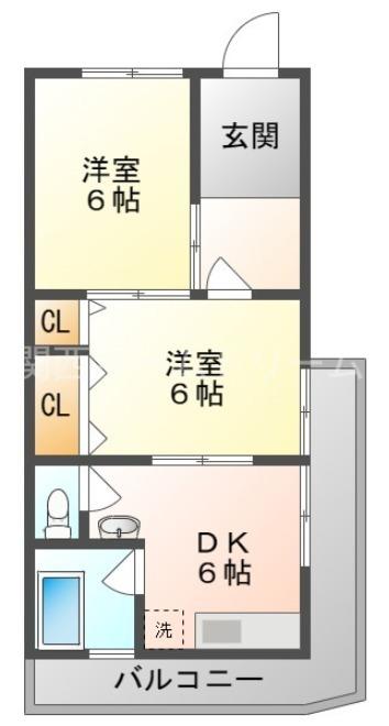 大和マンション(2DK/2階)の間取り写真