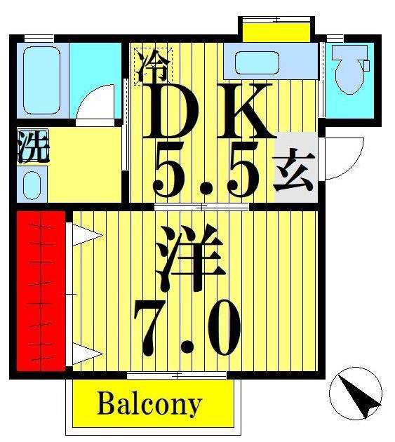 マイルーム藤IV(1DK/2階)の間取り写真