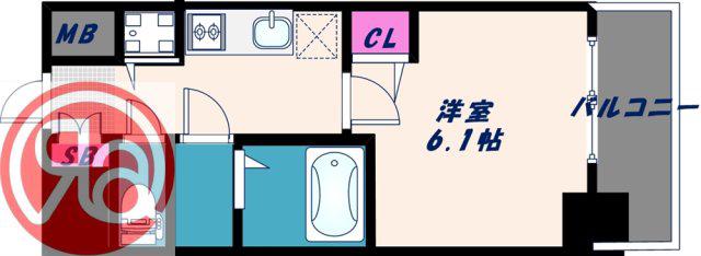 プレサンス難波駅前(1K/6階)の間取り写真