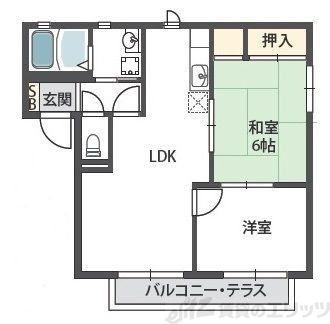 ラクシュミー鳥飼(2LDK/1階)の間取り写真