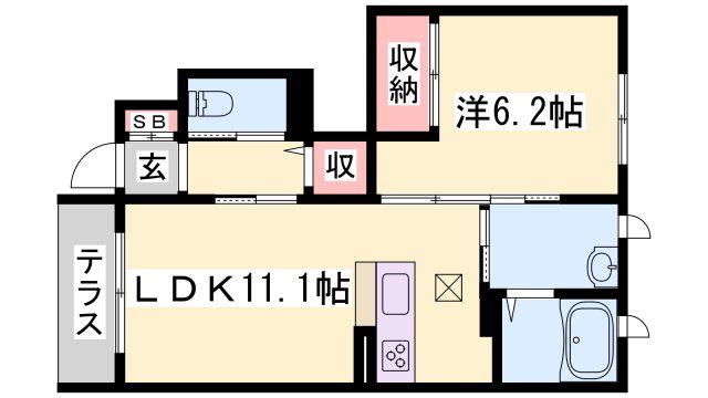 レジデンス永尾(1LDK/1階)の間取り写真
