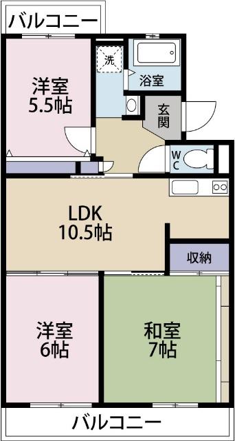 ルミエール石川(3LDK/1階)の間取り写真