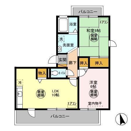トリニシティ壱番館(2LDK/3階)の間取り写真