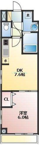 アイビス海神(1DK/4階)の間取り写真