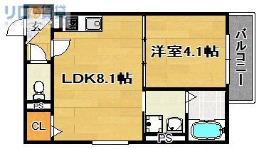 グリッター上新庄(1LDK/3階)の間取り写真