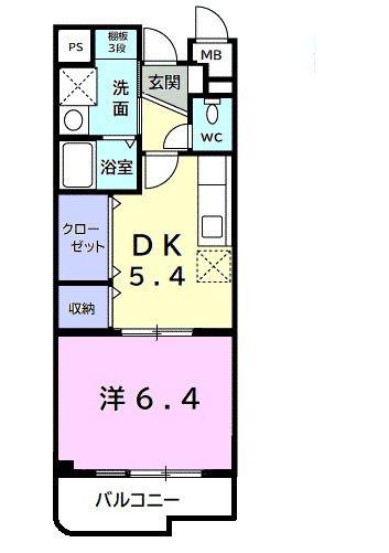 ビューラー鷺沼III(1DK/1階)の間取り写真