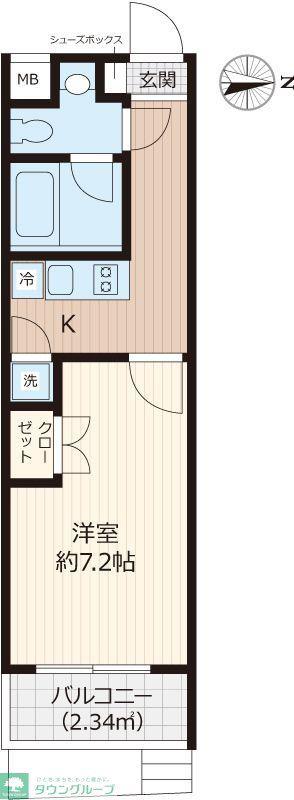 BEVERLY HOMES赤塚公園II(1K/5階)の間取り写真