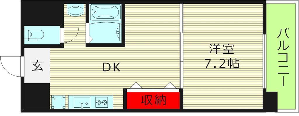 ヴェールカステージュ 深江北(1DK/6階)の間取り写真