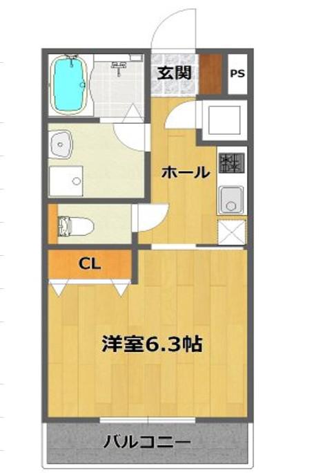 ナウハウス伊丹(1K/2階)の間取り写真