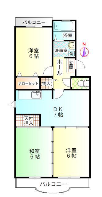 草柳グリーンハイツ(3DK/3階)の間取り写真