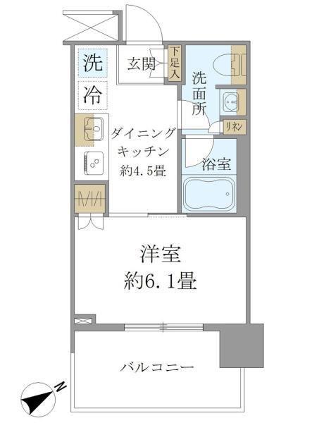 BRILLIA TOWER 浜離宮(1DK/10階)の間取り写真