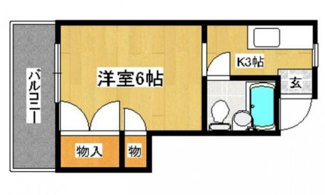 ベネフィス・ドイ(1K/2階)の間取り写真