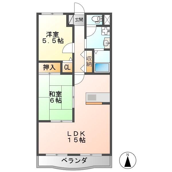 サニーコート(2LDK/3階)の間取り写真